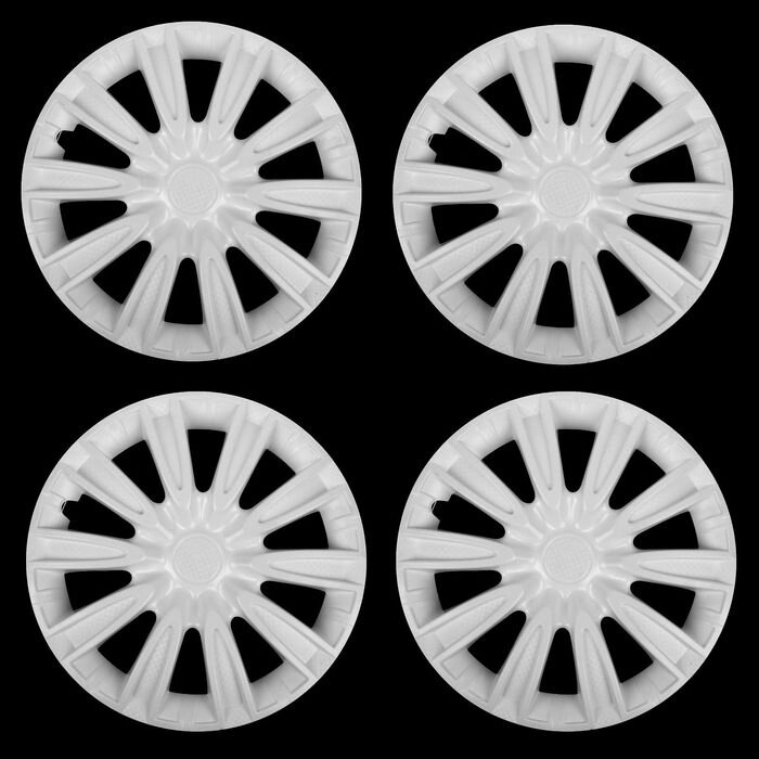 Колпаки колесные R16 "ТОРНАДО", белый глянец карбон, набор 4 шт от компании Интернет-гипермаркет «MALL24» - фото 1