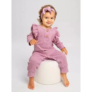 Комбинезон детский с рюшами Fashion, розовый , рост 80 см