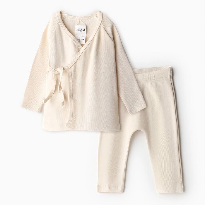 Комплект детский (кофта и штаны) MINAKU, цвет молочный, рост 80-86 см от компании Интернет-гипермаркет «MALL24» - фото 1