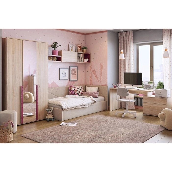 Комплект детской мебели "Лайк К121", ЛДСП, велюр, цвет дуб мария / фуксия / капучино от компании Интернет-гипермаркет «MALL24» - фото 1