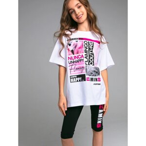 Комплект для девочек: футболка, бриджи, рост 158 см