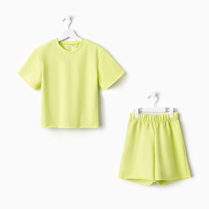 Комплект для девочки (футболка, шорты) MINAKU цвет лимонный, рост 110 от компании Интернет-гипермаркет «MALL24» - фото 1