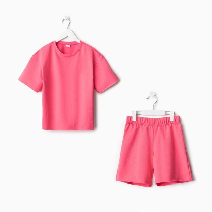 Комплект для девочки (футболка, шорты) MINAKU цвет розовый, рост 116 от компании Интернет-гипермаркет «MALL24» - фото 1