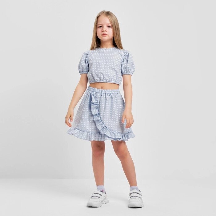 Комплект для девочки (топ, юбка) KAFTAN, р. 30 (98-104 см), голубой от компании Интернет-гипермаркет «MALL24» - фото 1