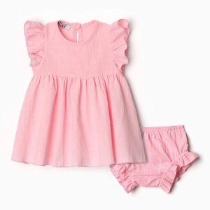 Комплект для девочки (туника, шорты) MINAKU, цвет розовый, размер 68-74