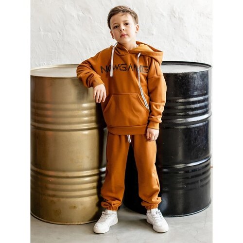 Комплект для мальчика: худи, брюки "Пит", рост 116 см, цвет охра