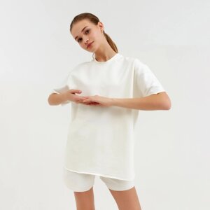 Комплект (футболка, шорты) женский MINAKU: Casual Collection, цвет экрю, размер 48