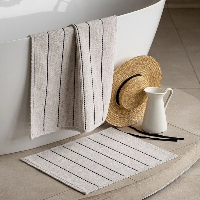 Комплект ковриков для ванны "Агра", размер 50x60 cм, 60x100 см, цвет бежевый от компании Интернет-гипермаркет «MALL24» - фото 1