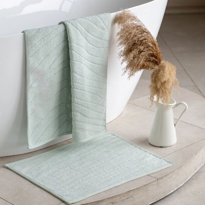 Комплект ковриков для ванны "Орта", размер 50x60 cм, 60x100 см, цвет бирюзовый от компании Интернет-гипермаркет «MALL24» - фото 1