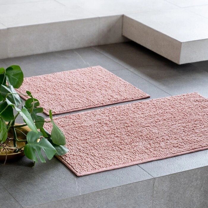 Комплект ковриков для ванны "Памп", размер 50x60 cм, 60x100 см, цвет розовый от компании Интернет-гипермаркет «MALL24» - фото 1