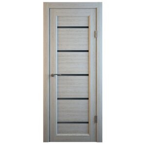Комплект межкомнатной двери, B-1/03 Дуб монтана Грей, Лакобель черный, 2000x900