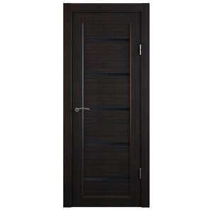 Комплект межкомнатной двери, B-1/04 Венге рифленый, Лакобель черный, 2000x600