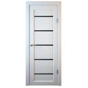 Комплект межкомнатной двери, B-1/06 Белое дерево, Лакобель черный, 2000x600