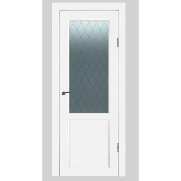 Комплект межкомнатной двери М-2.1/08 Белая шагрень стекло РОМБ 2000x600 от компании Интернет-гипермаркет «MALL24» - фото 1
