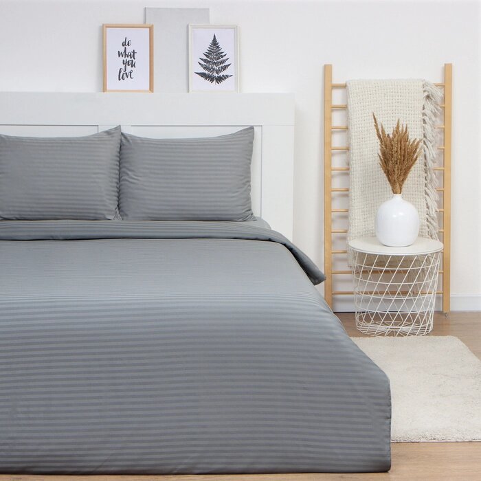 Комплект постельного белья LoveLife 1.5 сп Gray line 143*215 см, 150*230 см, 50*70 см -2 шт, страйп-сатин, 100%п/э от компании Интернет-гипермаркет «MALL24» - фото 1