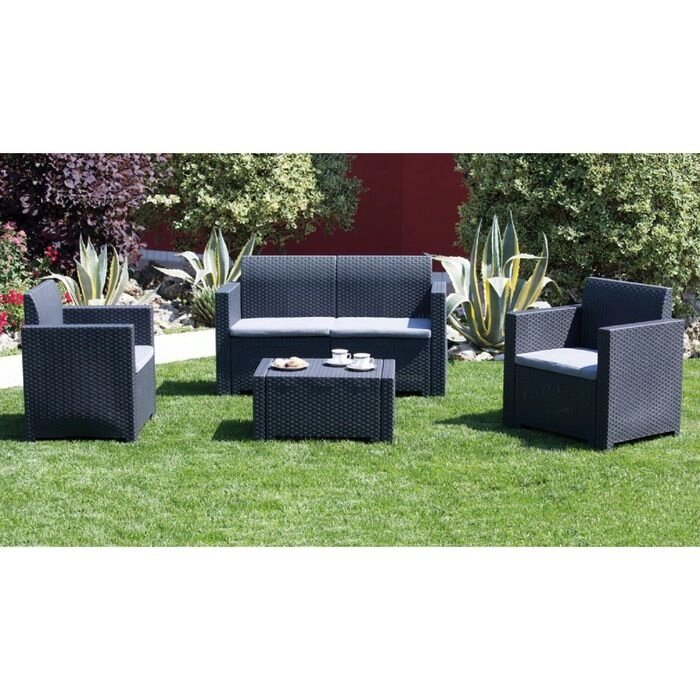 Комплект садовой мебели (2ух местный диван +2 кресла+ столик ) Nebraska 2 Set, цвет венге от компании Интернет-гипермаркет «MALL24» - фото 1