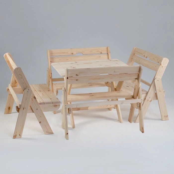 Комплект садовой мебели "Душевный": стол 1,5 м, четыре скамейки от компании Интернет-гипермаркет «MALL24» - фото 1
