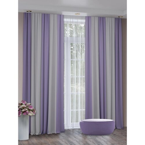 Комплект штор "Канвас", размер 270x300 см, 2 шт, цвет фиолетовый серый