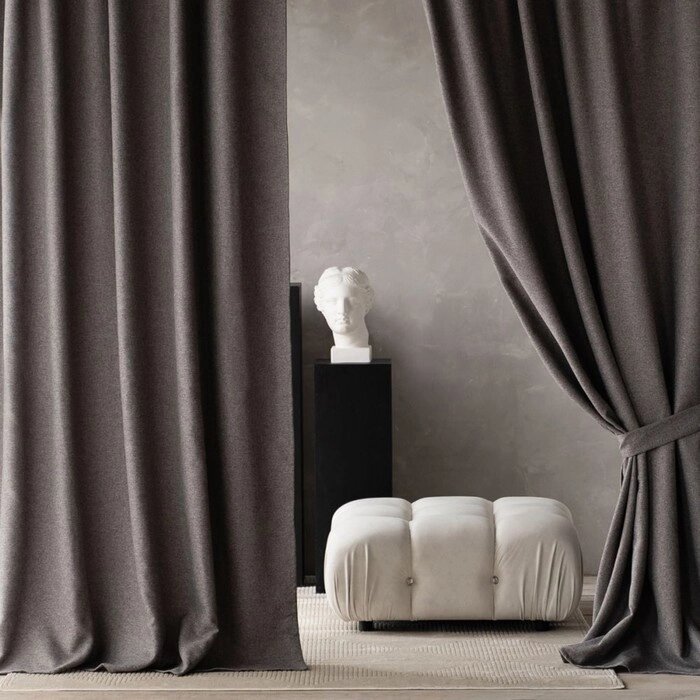 Комплект штор с подхватами "Вандер", размер 2х200х270 см, цвет темно-серый от компании Интернет-гипермаркет «MALL24» - фото 1