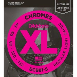 Комплект струн для 5-струнной бас-гитары D'Addario ECB81-5 Chromes