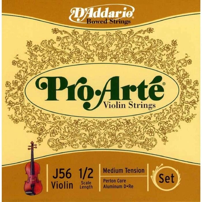 Комплект струн для скрипки D'Addario J56-1/2M Pro-Arte размером 1/2, среднее натяжение от компании Интернет-гипермаркет «MALL24» - фото 1