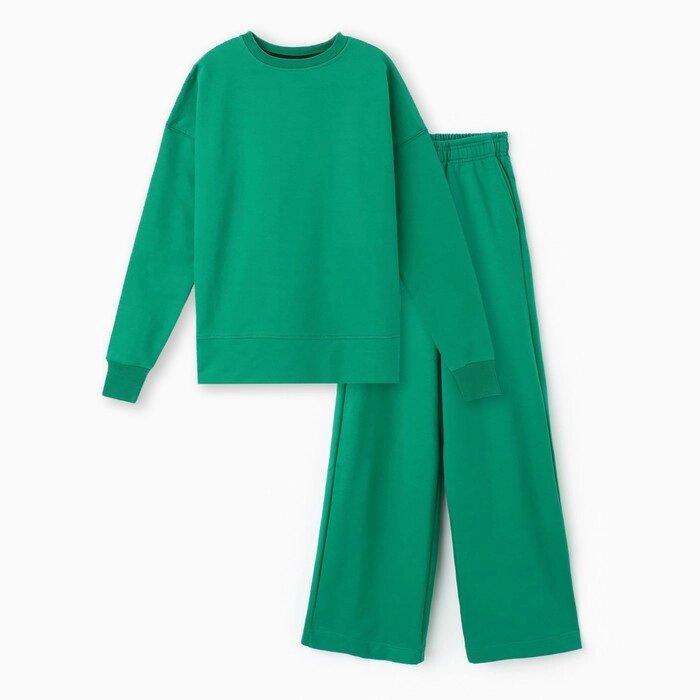 Комплект (свитшот, брюки) для девочки, цвет зеленый, рост 152-158 см от компании Интернет-гипермаркет «MALL24» - фото 1
