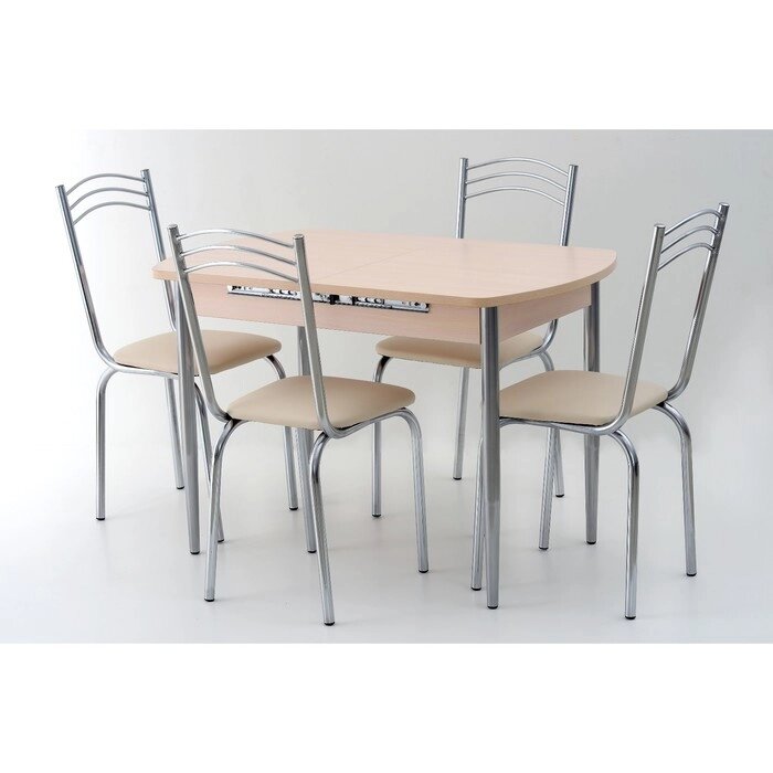 Комплект "Вегас NEW", стол 1100(1450)  700  750 мм, 4 стула, цвет дуб молочный от компании Интернет-гипермаркет «MALL24» - фото 1