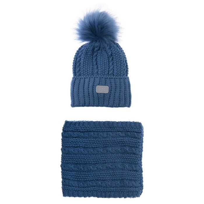 Комплект вязаный для мальчика: шапка и снуд, размер 46, цвет голубой от компании Интернет-гипермаркет «MALL24» - фото 1