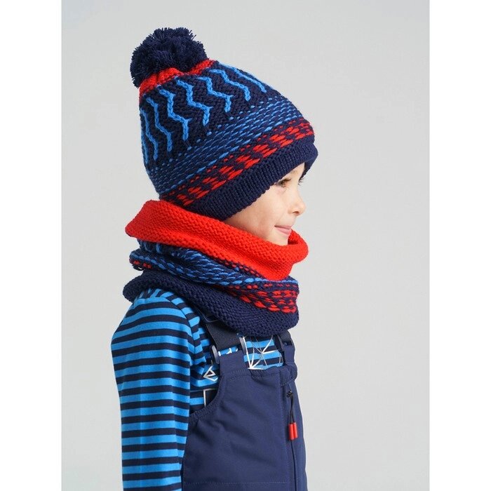 Комплект вязаный для мальчика: шапка и снуд, размер 52 от компании Интернет-гипермаркет «MALL24» - фото 1