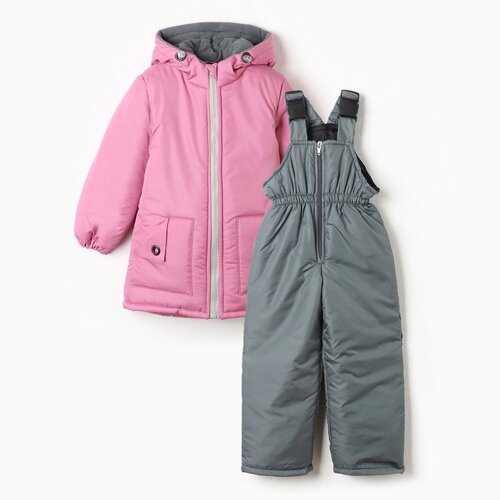 Комплект зимний для девочки (куртка/полукомб), цвет розовый, рост 98-104 см