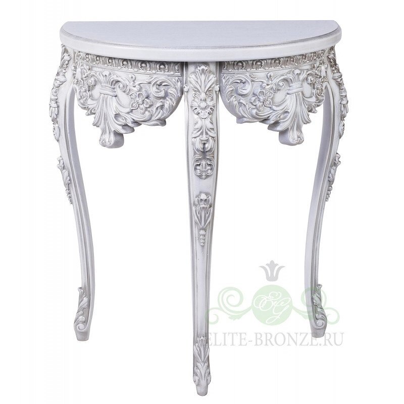 Консольный стол "Mezza luna" 725 х 810 х 420цвет "White snow с серебряной патиной" от компании Интернет-гипермаркет «MALL24» - фото 1