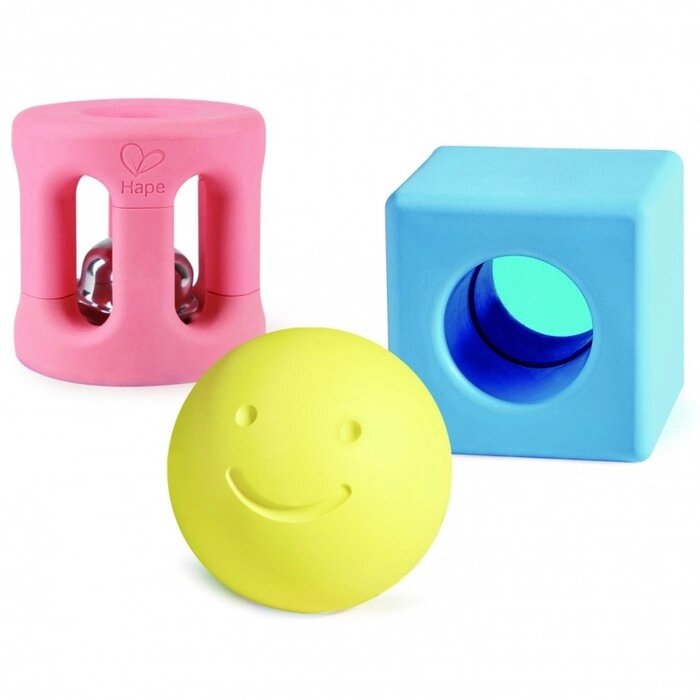 Конструктор - погремушка Hape "Улыбка", игрушка для малышей,  3 предмета от компании Интернет-гипермаркет «MALL24» - фото 1