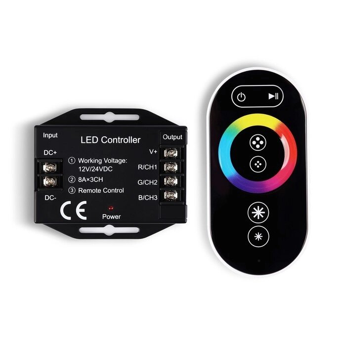 Контроллёр Ambrella для светодиодных лент RGB с сенсорным радио пультом 2.4G 24A 12V 288W/ 24V 576W GS11401 от компании Интернет-гипермаркет «MALL24» - фото 1