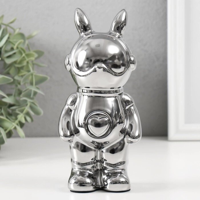 Копилка керамика "Кролик" серебро 6х8,5х18 см от компании Интернет-гипермаркет «MALL24» - фото 1