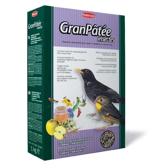 Корм комплексный Padovan GRANPÂTÉE Insectes для насекомоядных птиц, 1 кг. от компании Интернет-гипермаркет «MALL24» - фото 1