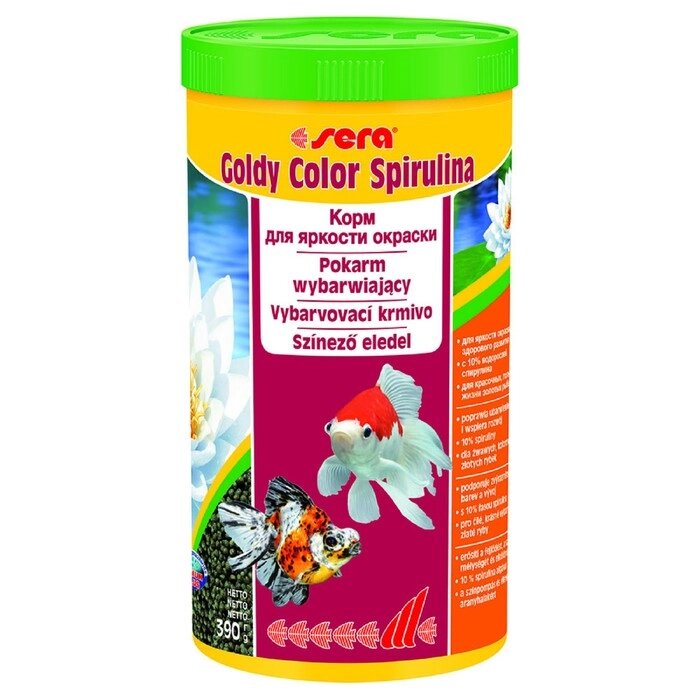 Корм Sera Goldy Color Spirulina для золотых рыб, в гранулах, 1 л, 390 г от компании Интернет-гипермаркет «MALL24» - фото 1