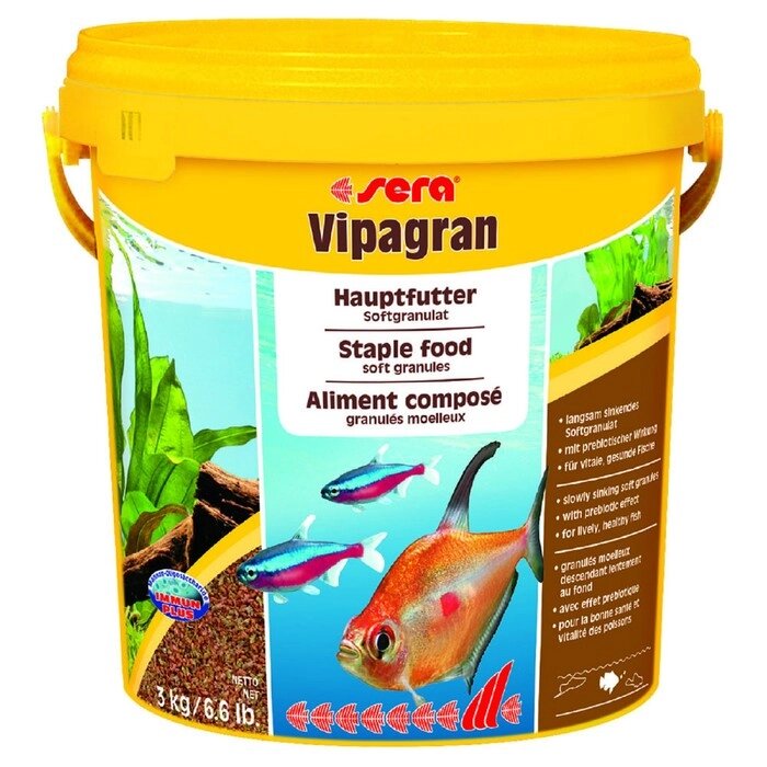Корм Sera Vipagran для рыб, основной, в гранулах, 10 л, 3 кг, ведро от компании Интернет-гипермаркет «MALL24» - фото 1