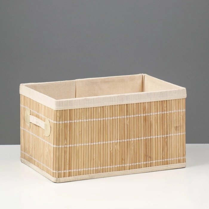 Короб складной для хранения, 20х30 см Н 17 см, бамбук, подкалдка, ткань от компании Интернет-гипермаркет «MALL24» - фото 1