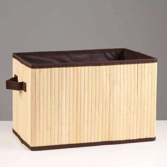 Короб складной для хранения, 20х38 см Н 23 см, бамбук, подкалдка, ткань от компании Интернет-гипермаркет «MALL24» - фото 1