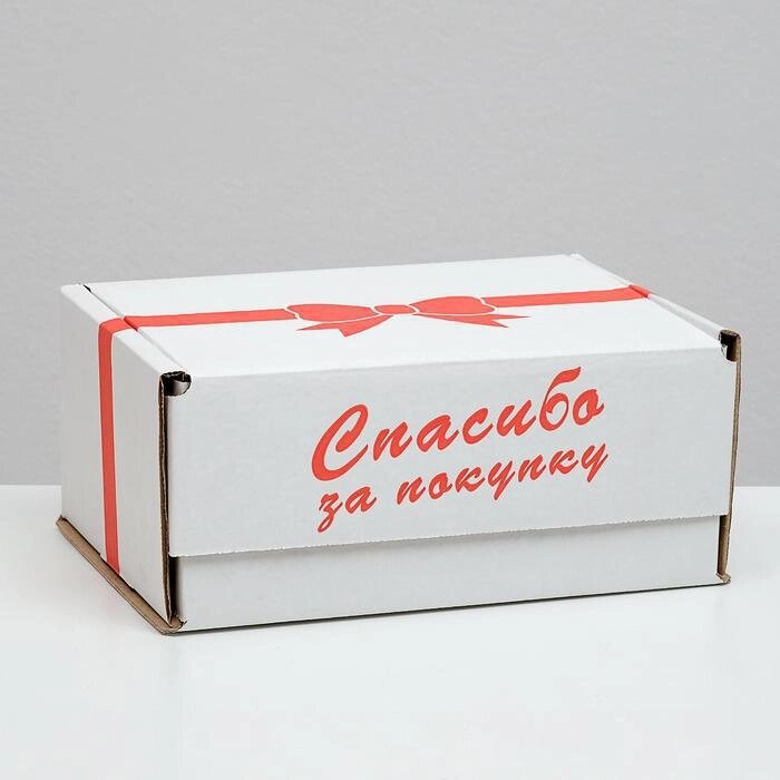 Коробка самосборная, "Спасибо за покупку", белая, 22 х 16,5 х 10 см от компании Интернет-гипермаркет «MALL24» - фото 1