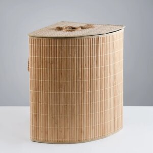 Корзина для белья, с крышкой, 34х34х52 см, бамбук, джут