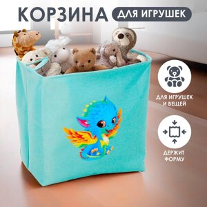 Корзинка для игрушек с затяжкой на веревке Голубого цвета 40х50х48 см