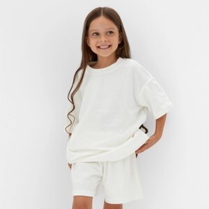 Костюм детский (футболка, шорты) KAFTAN Plushy р. 30 (98-104), белый