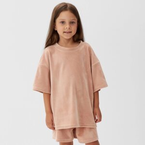 Костюм детский (футболка, шорты) KAFTAN Plushy р. 34 (122-128), бежевый