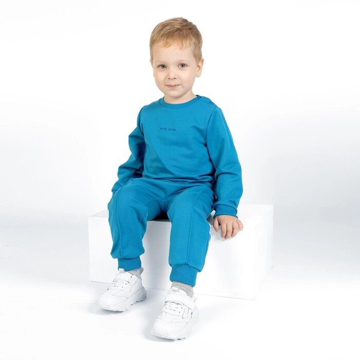 Костюм детский: свитшот и брюки One love light, рост 80 см, цвет морская волна от компании Интернет-гипермаркет «MALL24» - фото 1