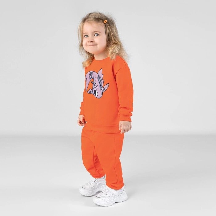 Костюм для девочки: свитшот и брюки, рост 74 см, цвет оранжевый от компании Интернет-гипермаркет «MALL24» - фото 1