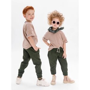 Костюм: футболка и брюки детский Jump, рост 116-122 см, цвет бежевый, хаки