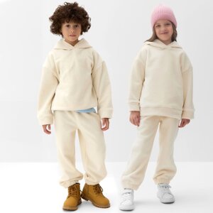 Костюм (худи и брюки) детский MINAKU: Fleece Soft, цвет бежевый, рост 128 см