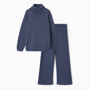 Костюм вязаный детский (Свитер и брюки) MINAKU, цвет синий, рост 104 см