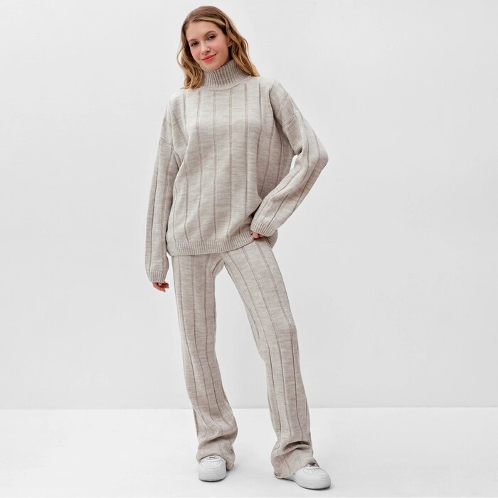 Костюм женский (джемпер+брюки) MINAKU: Knitwear collection цвет капучино, р-р 46-48 от компании Интернет-гипермаркет «MALL24» - фото 1